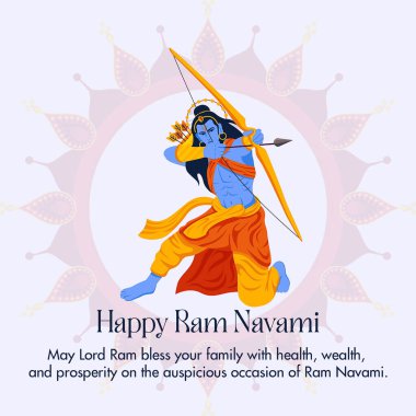 İlkbahar Hindu Festivali 'nin Vektör İllüstrasyon Konsepti, Shree Ram Navami