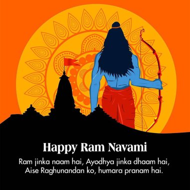 İlkbahar Hindu Festivali 'nin Vektör İllüstrasyon Konsepti, Shree Ram Navami