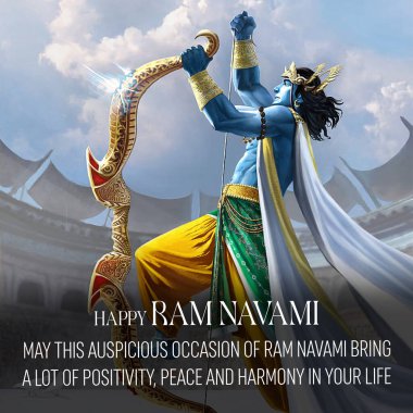 İlkbahar Hindu Festivali 'nin Vektör İllüstrasyon Konsepti, Shree Ram Navami