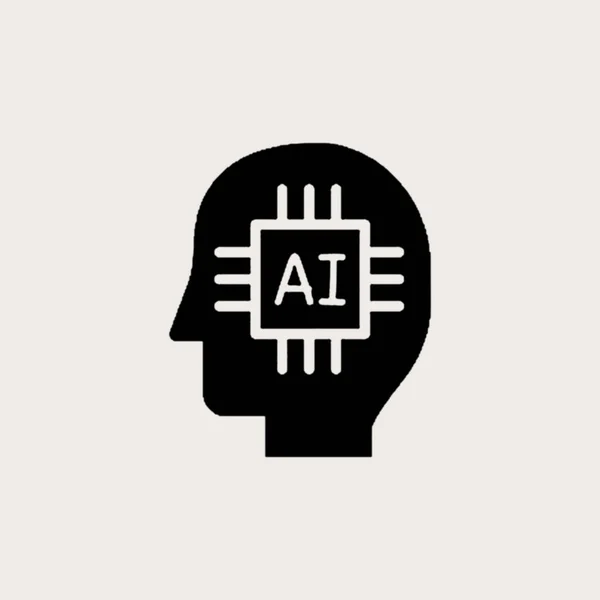 人工智能字形图标 轮廓符号 数字大脑 神经科技 负空间 孤立的例证 — 图库照片