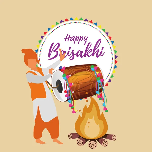 Baisakhi Ινδικό Φεστιβάλ Baisakhi Χαρούμενο Μπαισάκι Φεστιβαλικό Υπόβαθρο Και Τυπογραφία — Φωτογραφία Αρχείου