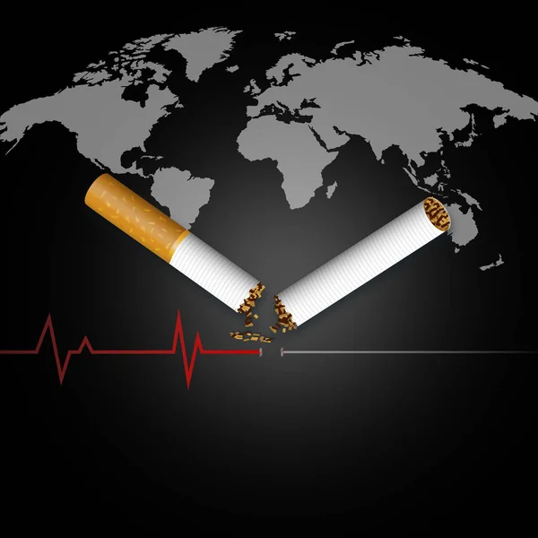 Ligne Bits Cardiaques Cigarette Journée Mondiale Sans Tabac Idée Conception — Photo