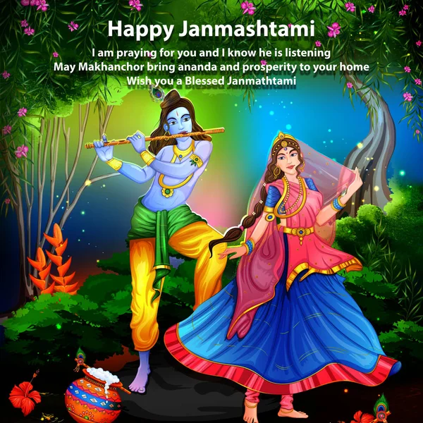 Wesołego Festiwalu Krishna Janmashtami Janmashtami Wektor Festiwalu Lordem Krishna Gra — Zdjęcie stockowe