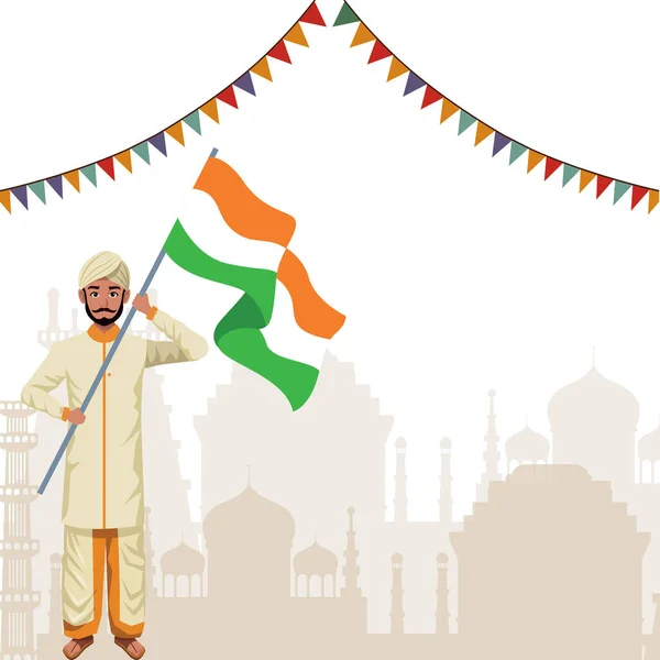 印度独立日八月十五日的印度三色旗背景矢量图 — 图库照片