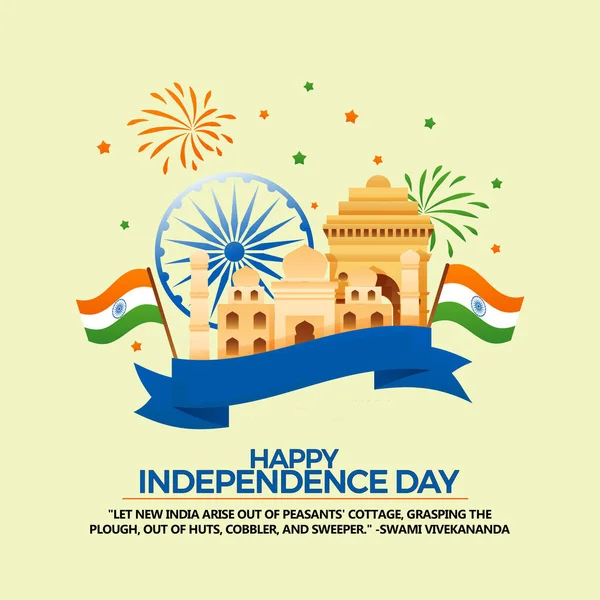 Ilustração Vetorial Fundo Tricolor Indiano Para Agosto Feliz Dia Independência — Fotografia de Stock