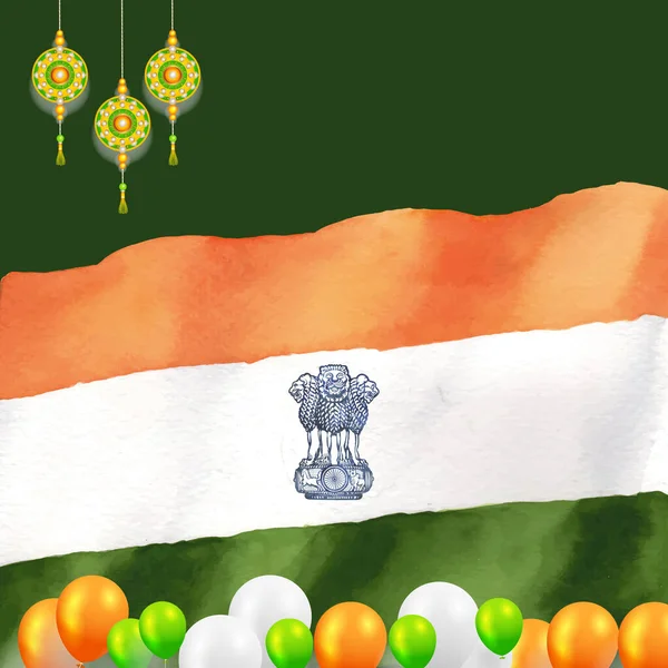 印度独立日八月十五日的印度三色旗背景矢量图 — 图库照片