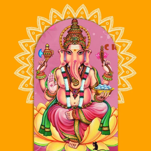 Felices Saludos Ganesh Chaturthi Vector Ilustración Diseño —  Fotos de Stock