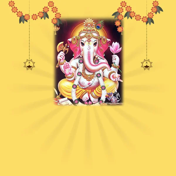 Fijne Ganesh Chaturthi Groeten Ontwerp Van Vectorillustraties — Stockfoto