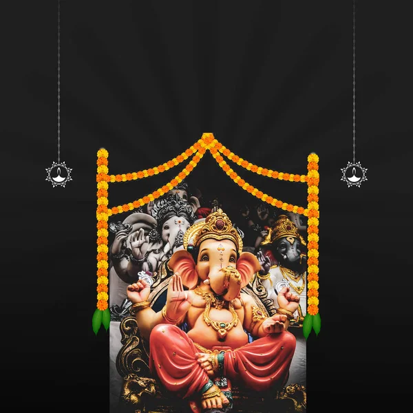 Fijne Ganesh Chaturthi Groeten Ontwerp Van Vectorillustraties — Stockfoto