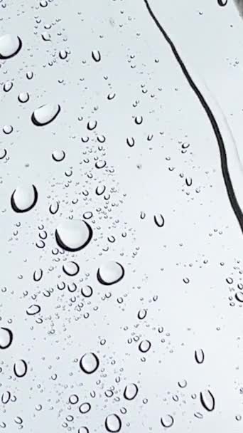 Bilder Riktigt Regn Faller Glas Och Bildar Små Vattendroppar Som — Stockvideo