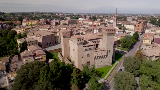 Geweldige Drone Flyby Boven Rocca Vignola Emilia Romagna Italië Hoogwaardige — Stockvideo