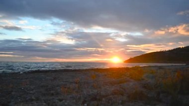 4K Fall sunset time-lapse with moving clouds over the Mediterranean Sea. High-quality 4k footage