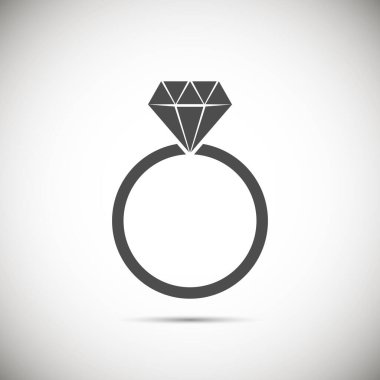 Arkasında elmas bir yüzük olan altın bir yüzük. Vektör çizimi. Eps 10.