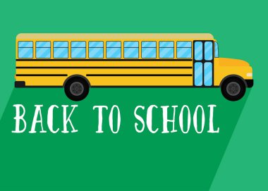 Okul otobüsü vektörü. Arka planda izole bir şekilde okula döndüm. Vektör çizimi. Eps 10