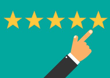 Yıldızları işaret eden bir el. Vektör çizimi. Eps 10