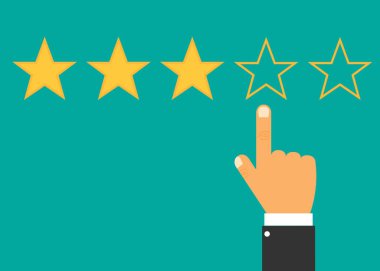 Yıldızları işaret eden bir el. Vektör çizimi. Eps 10