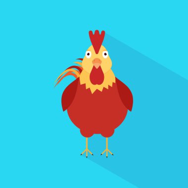 Uzun gölgeli bir horoz simgesi. Mutlu yıllar. 2017 yılı. Arka planda izole. Vektör çizimi. Eps 10.