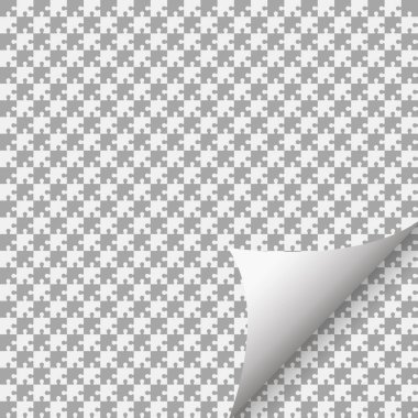 Arka planda gölgesi olan kıvrımlı bir kağıt parçası. Vektör çizimi. Eps 10.