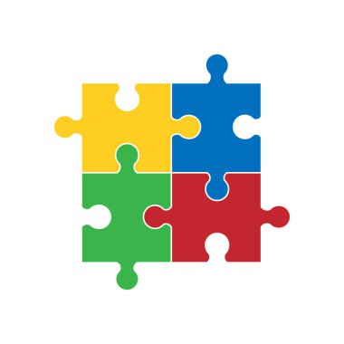 Dört parçalı düz bulmaca yuvarlak bilgi sunumu. Arka planda izole. Vektör çizimi. Eps 10.