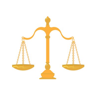 Beyaz arka planda izole edilmiş adalet terazileri. Vektör çizimi. Eps 10