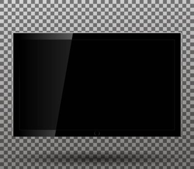 TV boş ekran lcd, şeffaf arkaplanda izole edildi. Vektör illüstrasyonu.