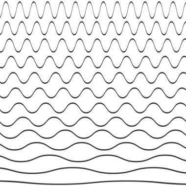 Arka planda izole edilmiş dalgalı desen seti. Vektör çizimi. Eps 10.