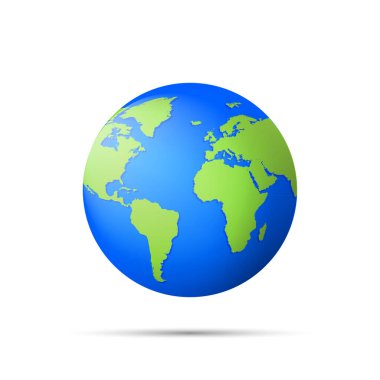 Gezegen ikonu. Dünya küre ikonu 3 beyaz arka planda izole edildi. Vektör çizimi. Eps 10.