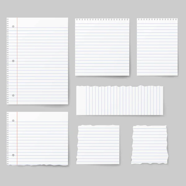 Weißes Papier Leer Notizpapier Isoliert Auf Dem Hintergrund Vektorillustration — Stockvektor