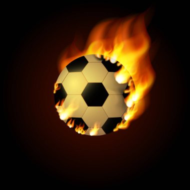 Ateşli futbol topu. Siyah arkaplan Eps 10 illüstrasyonu.