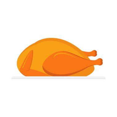 Beyaz arka planda izole edilmiş fırında tavuk. Vektör çizimi. Eps 10.