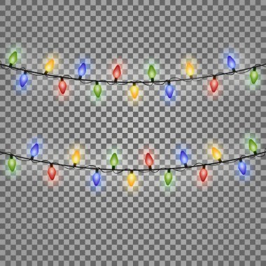 Renkli Parlayan Noel Işıkları. Vektör çizimi. Eps 10.