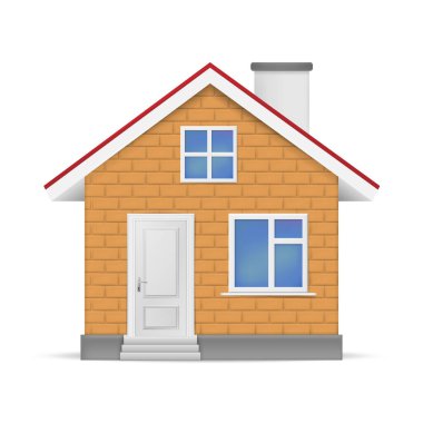 Beyaz arka planda 3 boyutlu gerçekçi bir ev. Vektör çizimi. Esp 10.