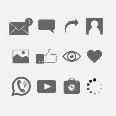 Sosyal ağ simgesi seti. Vektör çizimi. Eps 10.