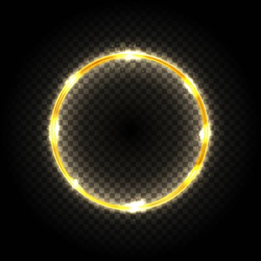 Şeffaf arkaplanda ışık efektleri izole edilmiş yuvarlak çerçeve. Vektör çizimi. Eps 10.