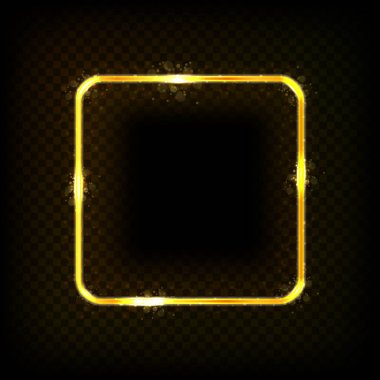 Şeffaf arkaplanda ışık efektleri izole edilmiş kare çerçeve. Vektör çizimi. Eps 10.