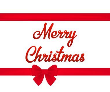 Kırmızı kurdele, yatay sınır ve Mutlu Noeller mesajı. Vektör çizimi. Eps 10.