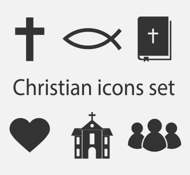 Modern Hıristiyan simgeleri seti. Hristiyan işareti ve sembol koleksiyonu. Vektör illüstrasyonu.