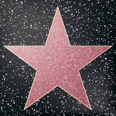 Şöhret yürüyüşü yıldızı. Yıldız Hollywood. Vektör illüstrasyonu.