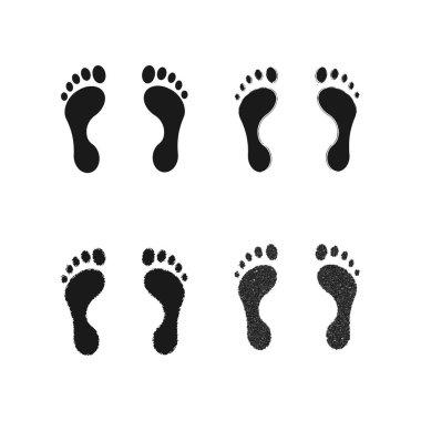İnsan ayak izi koleksiyonu. Arka planda izole. Vektör çizimi. Eps 10.