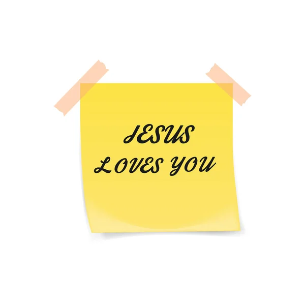 Word Jesus Loves Sticky Note Realistic Vector Illustration Isolated White — 스톡 벡터