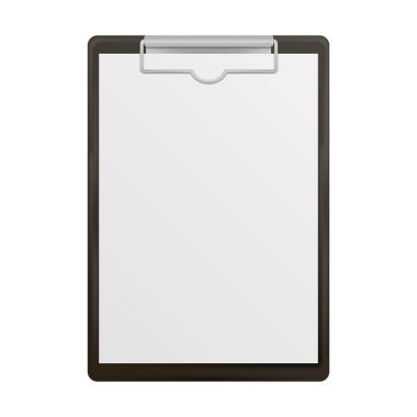 Beyaz arka planda boş beyaz bir sayfa olan siyah bir dosya. Vektör çizimi. Eps 10.