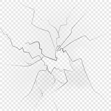 Kırık cam, şeffaf arka planda izole edilmiş. Vektör çizimi. Eps 10.