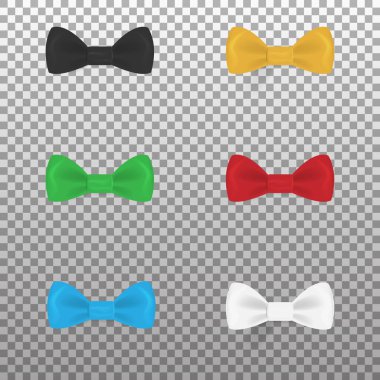 Arka planda izole edilmiş renkli gerçekçi papyonlar. Vektör çizimi. Eps 10