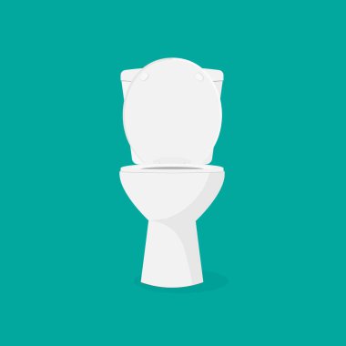 Beyaz arka planda izole edilmiş beyaz açık klozet ikonu. Vektör illüstrasyonuName