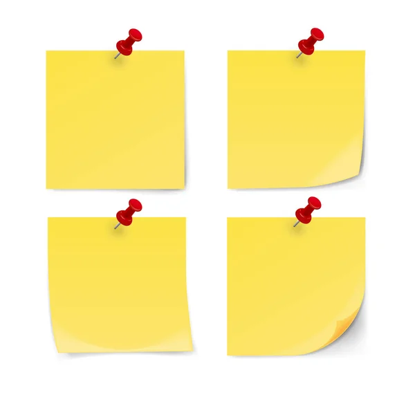 Κίτρινο Αυτοκόλλητο Σημείωμα Καρφίτσα Κλιπ Απομονώνονται Λευκό Φόντο Εικονογράφηση Διανύσματος — Διανυσματικό Αρχείο