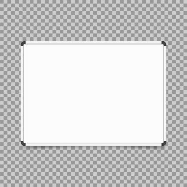 Boş bir beyaz tahta. Manyetik kart şeffaf arkaplanda izole edildi. Vektör çizimi. Eps 10.