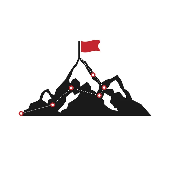 Альпинистский Маршрут Вершине Маршрут Вершине Горы Изолированы Белом Фоне Векторная — стоковый вектор