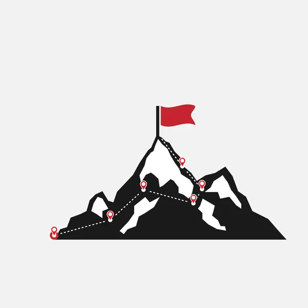 Альпинистский Маршрут Вершине Маршрут Вершине Горы Изолированы Белом Фоне Векторная — стоковый вектор