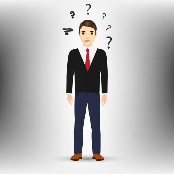 Thinking Man Question Mark Isolated White Background Vector Illustration Eps — 스톡 벡터
