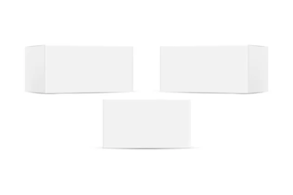 白い背景に隔離された白い空白の段ボールパッケージボックスモックアップ ベクトルイラスト Eps — ストックベクタ